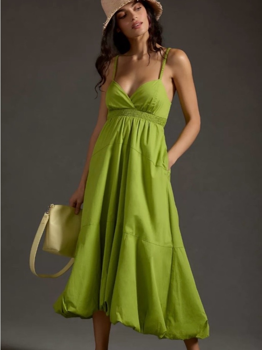 Anthropologie V-neck tiered bubble -hem dress